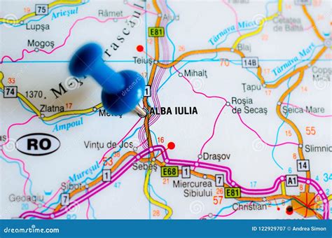 Alba Iulia on map stock image. Image of paper, atlas - 122929707