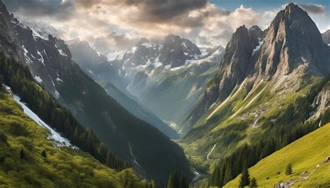 Premium AI Image | Alpine landscape wallpaper background