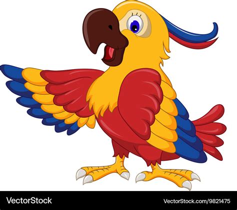 Cute parrot cartoon posing Royalty Free Vector Image