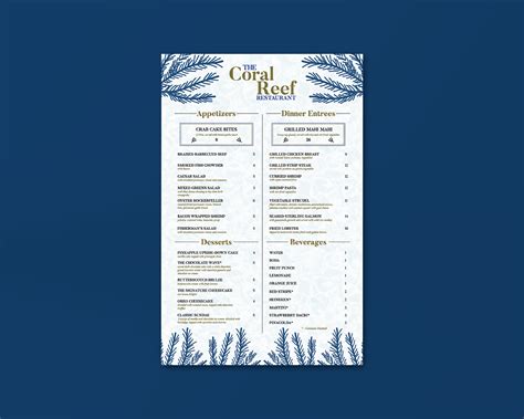 The Coral Reef Restaurant Menu :: Behance