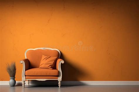 Modern Cozy Living Room with Monochrome Burnt Orange Wall. Contemporary Interior Design with ...