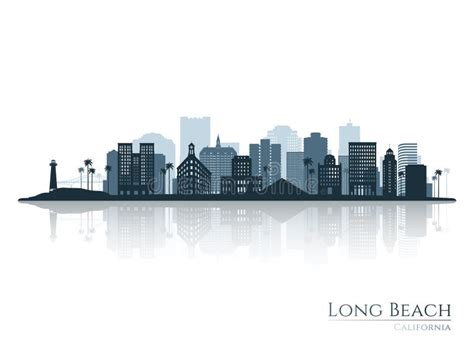 Long Beach Skyline Silhouette with Reflection. Stock Vector ...