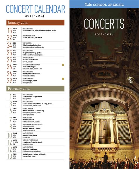 Music at Yale Season Schedule/Program/Brochure by Granite Bay