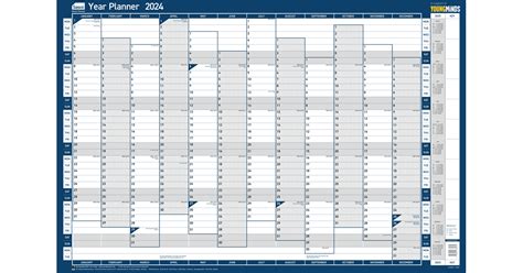 Sasco 2024 Vertical Year Wall Planner with wet wipe pen & sticker pack, Blue, Poster Style ...