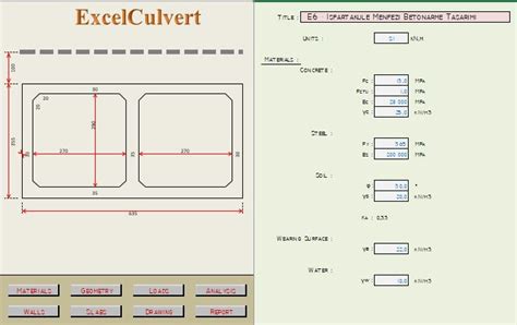 Concrete Box Culvert analysis and Design Spreadsheet