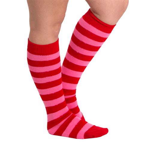 Striped Red/Pink Knee High Socks