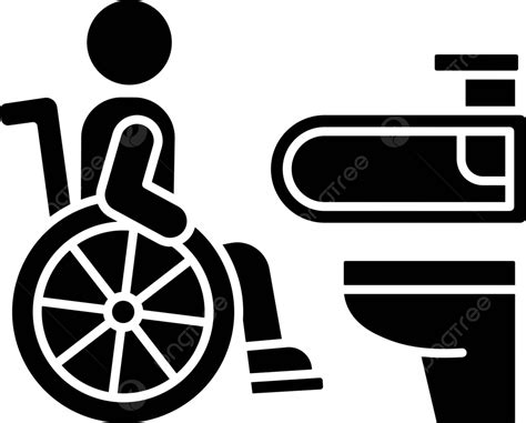 Accessible Toilet Black Glyph Icon Simple Wall Silhouette Vector ...