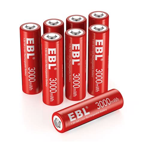 EBL 3000mWh Lithium-Ion Rechargeable AA Batteries for Toy, Flashlight, 8-Pack - Walmart.com