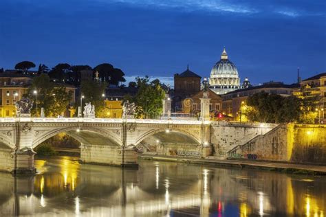 Famous View of Rome by Night Stock Photo - Image of monument, panorama ...