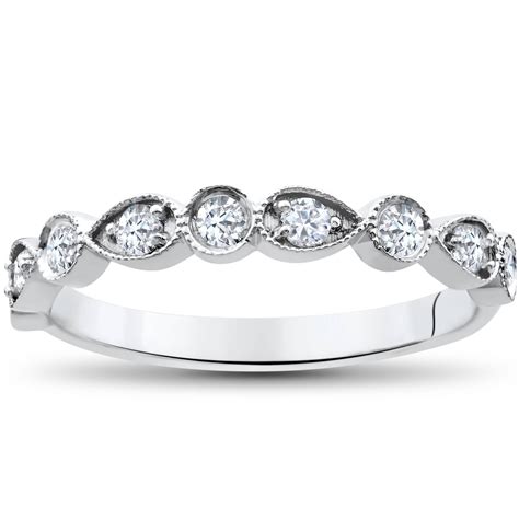 Diamond Wedding Ring 1/3 ct Stackable Womens Diamond Band 14K White ...