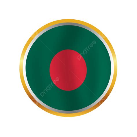 Bangladesh Flag Silver And Gold Circle Button Design Free Vector ...