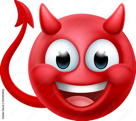 Devil Emoji Emoticon Man Face Cartoon Icon Mascot Stock Illustration ...