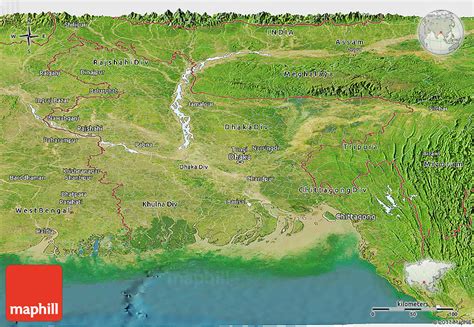 Satellite Panoramic Map of Bangladesh