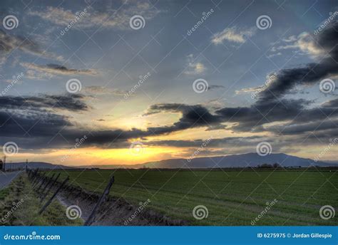 HDR Sunset stock image. Image of field, sunset, green - 6275975