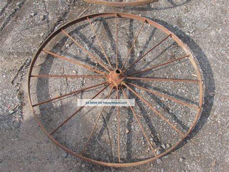 Set Of 2 Vintage 54 " Dia Steel Spokes Wagon Cart Implement Wheel Farm Barn Decor