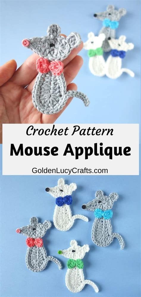 Crochet Mouse Applique | Crochet mouse, Crochet embellishments, Crochet ...