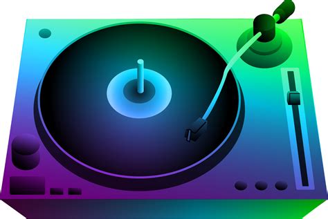 DJ Turntable Under Neon Lights - Free Clip Art