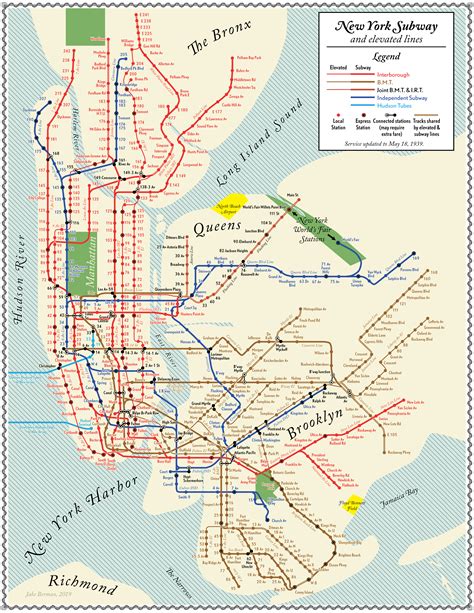 I drew a map of the NYC subway in 1939. : r/MapPorn