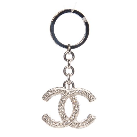 CHANEL Crystal CC Key Chain Silver 94153