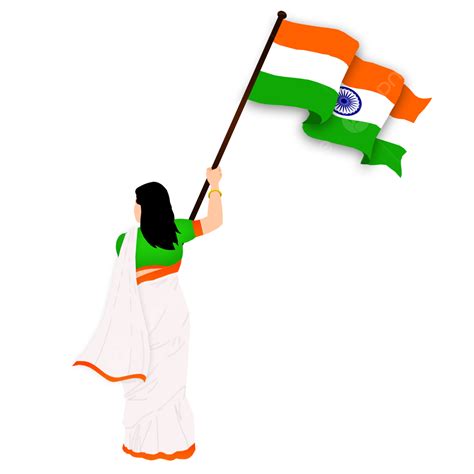 Independence Day India PNG Picture, Indian Woman With Holding Flag Independence Day India, 15 ...