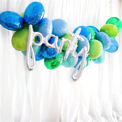 31in Air-Filled Silver Party Cursive Letter Balloon Garland Kit | Party ...