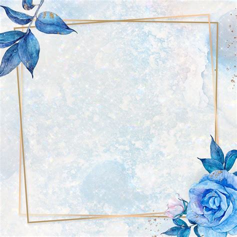 Blue floral and marble frame in gold | premium image by rawpixel.com ...