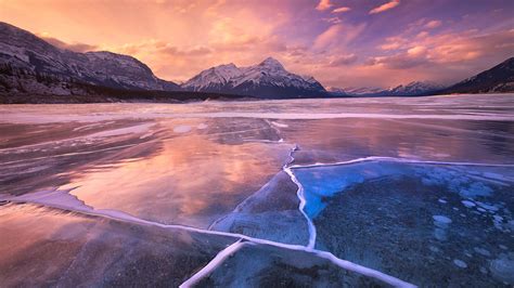 nature, Winter, Snow, Ice, Mountain, Clouds, Sunset, Lake, Reflection Wallpapers HD / Desktop ...