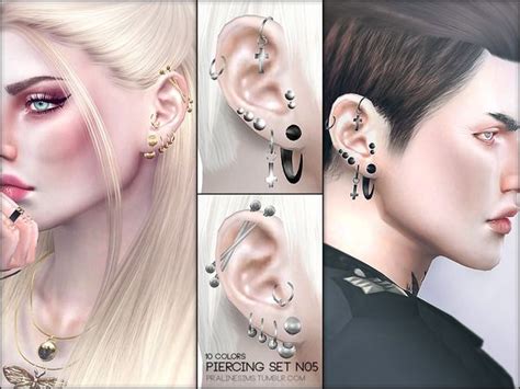 Pralinesims' Piercing Set N05 Sims 4 Piercings, Face Piercings, Septum ...