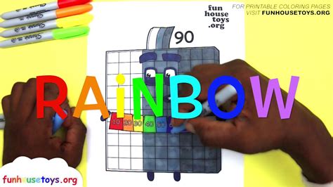 All New Numberblocks 90 ( Coloring Page for Kids) Colorful Number Blocks colors Fun House toys ...