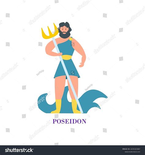 Ancient Greek God Poseidon Cartoon Illustration Stock Vector (Royalty ...