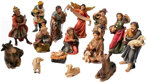 Faithful Treasure 15-Piece Christmas Nativity Scene Figurines Set, 4 ...