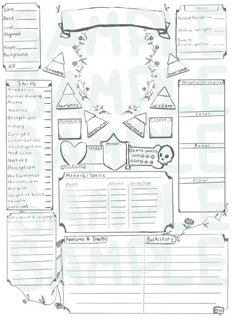 Blank Original D&D Character Sheet - Etsy