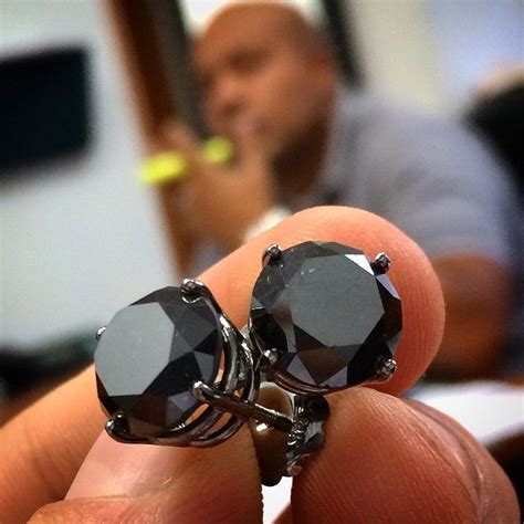 These huge 10 Ct black diamond earrings for men is available at TraxNYC ...