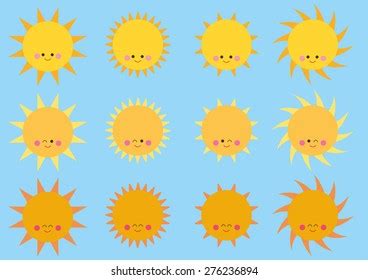 Collection Difference Emoticon Icon Cute Sun Stock Vector (Royalty Free ...