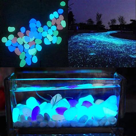 10Pcs Color Luminous Glowing Artificial Stone Aquarium Fish Tank Bonsai ...