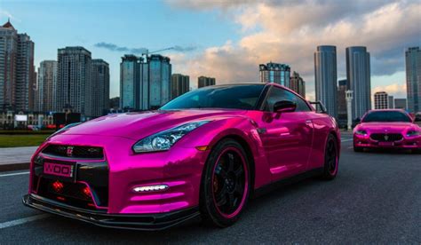 Chrome-Pink Wrapped Nissan GT-R and Maserati Quattroporte Nissan Gt R, Nissan 370z, Supercars ...