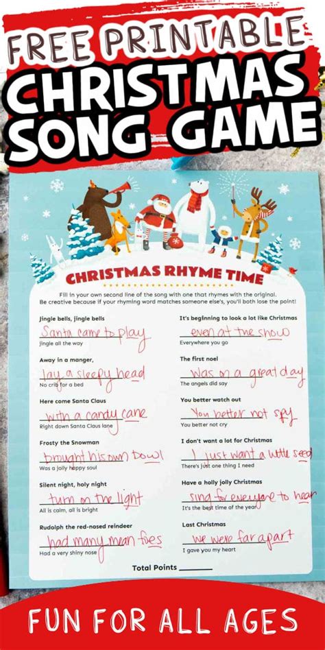 Christmas Rhyme Time Game | Christmas song games, Fun christmas games ...