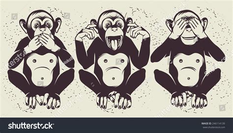 Three Wise Monkeys Called Three Mystic Stock Vector (Royalty Free ...