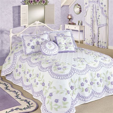 Cottage Garden Lavender Chenille Oversized Bedspread