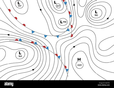 Editable vector illustration of a generic weather map showing isobars Stock Vector Art ...