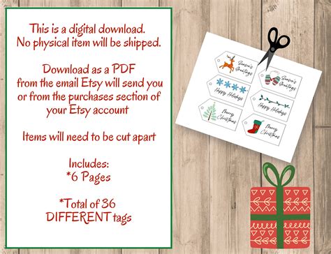 Printable Christmas Gift Tags / Instant Download - Etsy