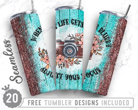 20oz Skinny Tumbler Design Sublimation Template When Life Gets Blurry ...