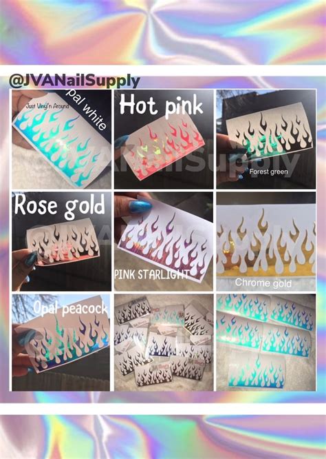 Holographic Nail Flame Decals Nail Decals Flame Nail Art Flame - Etsy