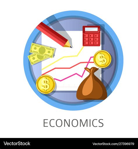 Economics studies themed concept logo Royalty Free Vector