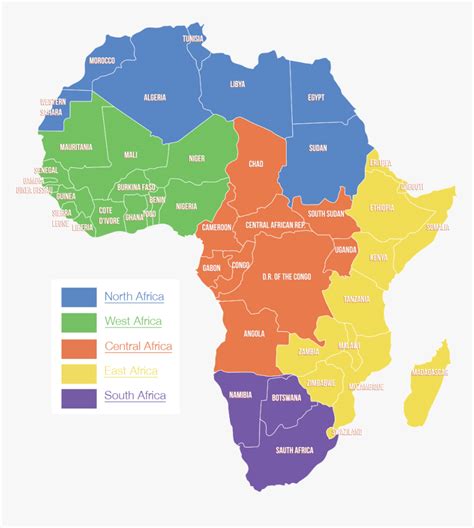 Africa Map And Regions, HD Png Download - kindpng