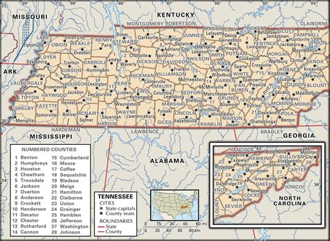 Printable Tennessee County Map