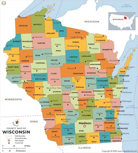 Wisconsin County Map | Map of Wisconsin County | County map, Wisconsin ...