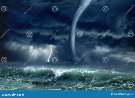 Tornado, Lightning, Sea Stock Photo - Image: 34643380