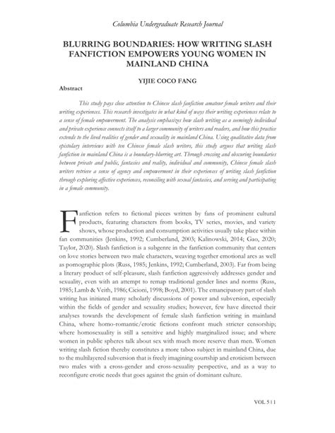 (PDF) Blurring Boundaries: How Writing Slash Fanfiction Empowers Young Women in Mainland China