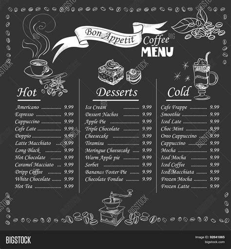 Coffee Menu On Vector & Photo (Free Trial) | Bigstock